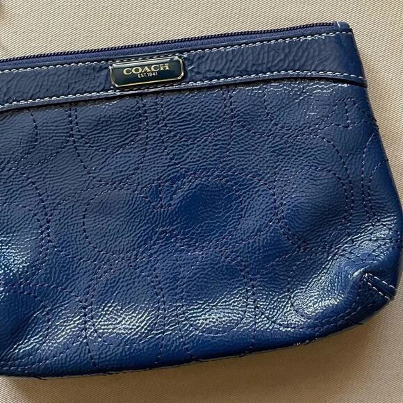 Coach Blue Leather Wristlet Wallet Bag - Picture 2 of 5